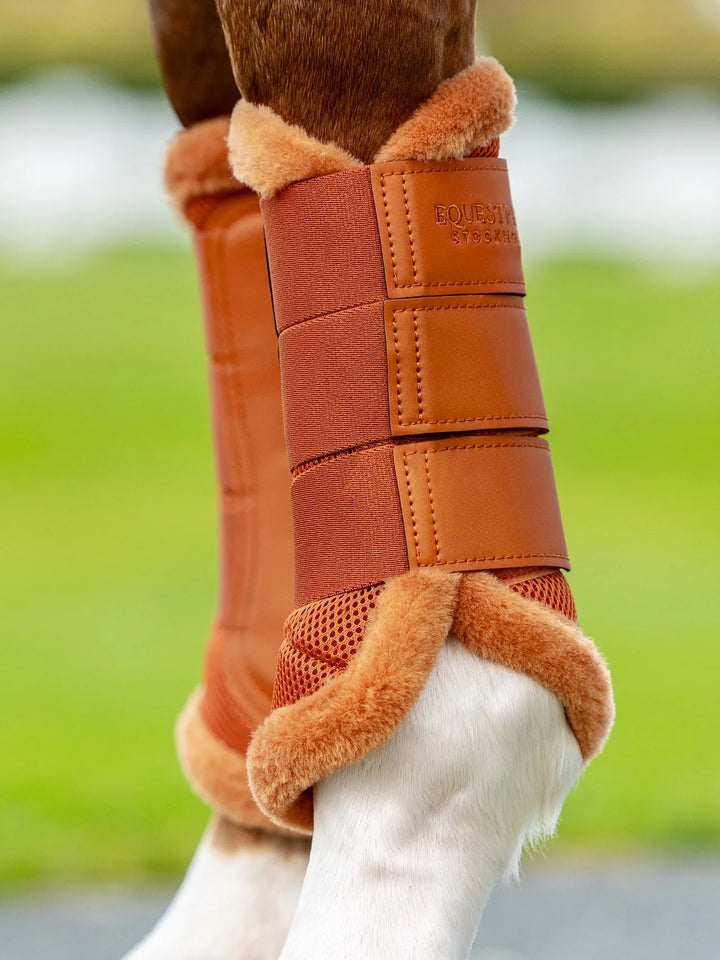 Equestrian Stockholm gamacher Mesh Brushing Boots- Chestnut