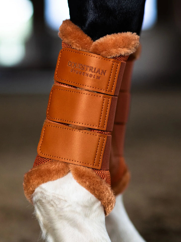 Equestrian Stockholm gamacher Mesh Brushing Boots- Chestnut