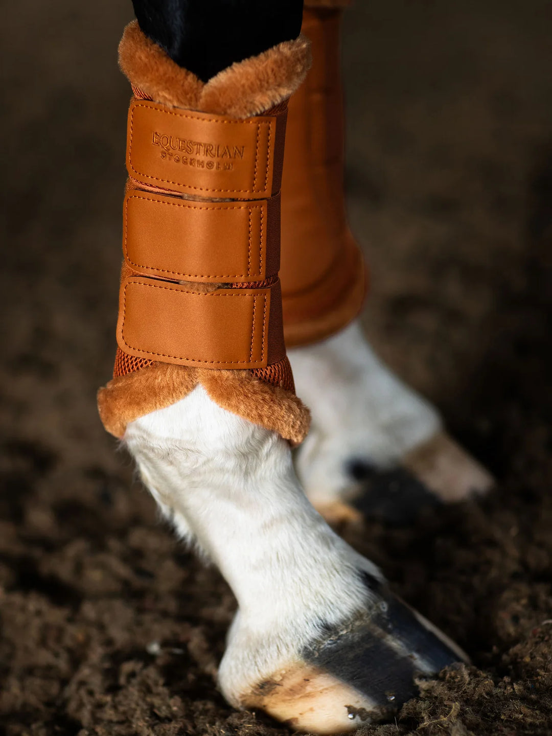 Equestrian Stockholm gamacher Mesh Brushing Boots- Chestnut