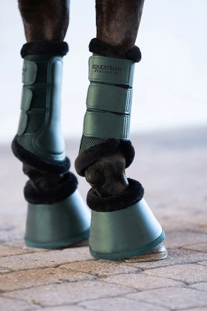 Equestrian Stockholm gamacher Fur Mesh Brushing Boots - Sycamore Green