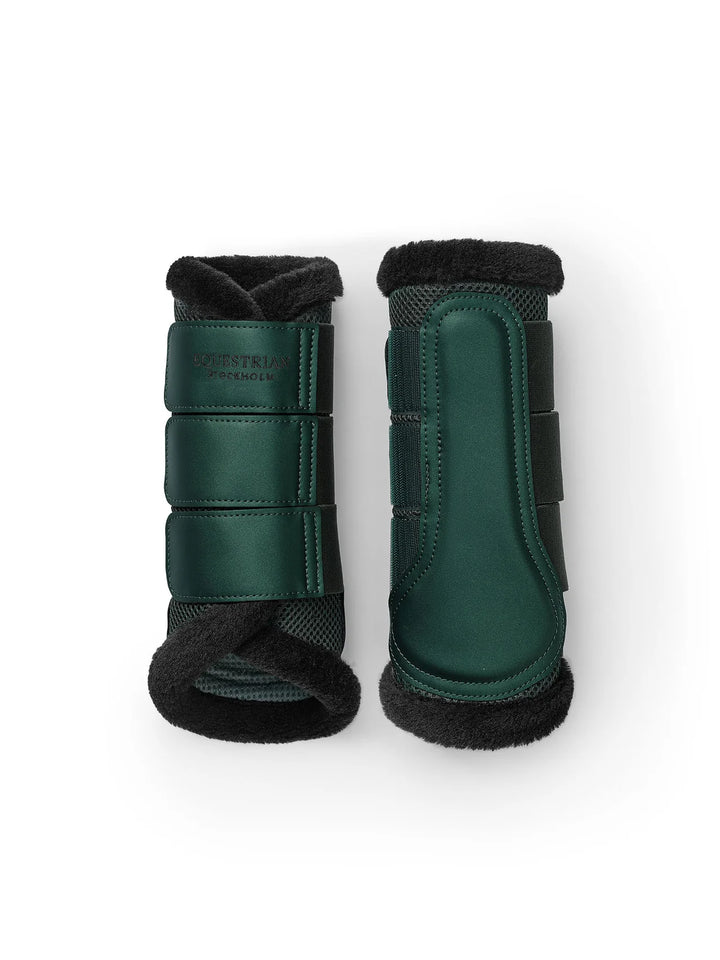 Equestrian Stockholm gamacher Fur Mesh Brushing Boots - Sycamore Green