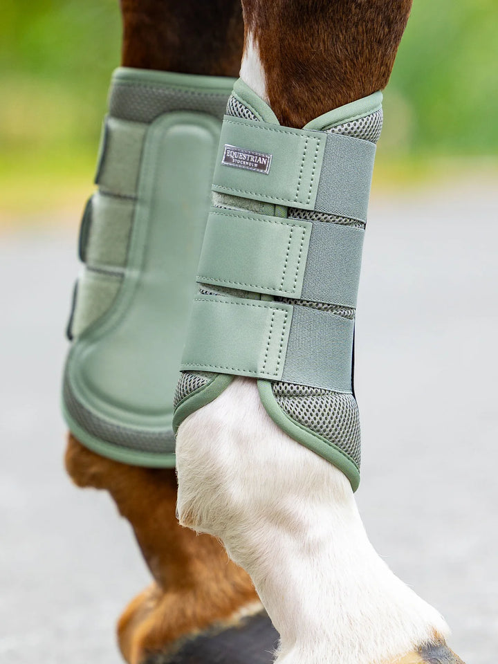 Equestrian Stockholm gamacher Mesh Brushing Boots- Pistachio White