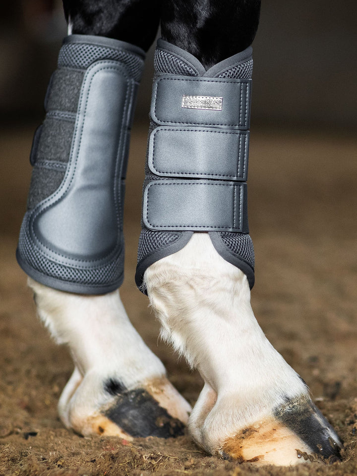 Equestrian Stockholm gamacher Mesh Brushing Boots - Metallic Blue