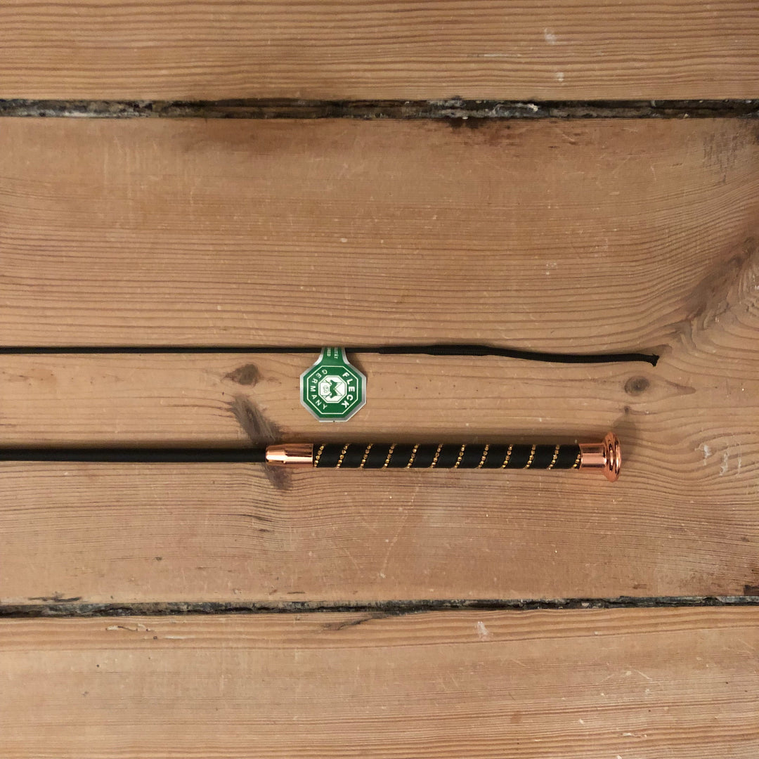 Fleck Silk Crystal Dressur pisk - Black/Rose Gold